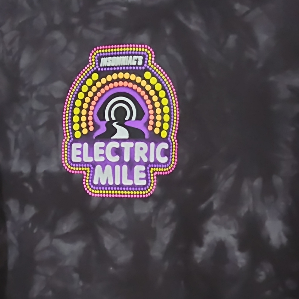 Insomniac Electric Mile Hoodie Mens M Black Tie Dye Pullover Long Sleeve - Picture 2 of 6